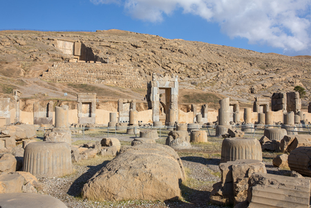 Ancient columns in Persepolis city, Iranの写真素材