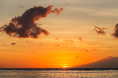 Beautiful red sunset over the seaの写真素材