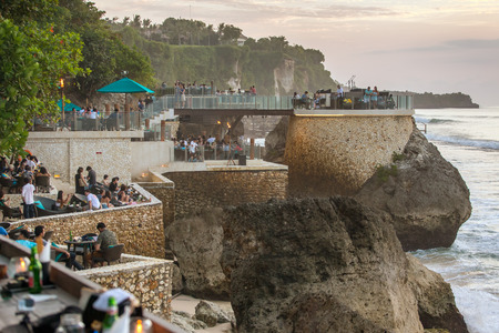 Bali, Indonesia - September 18, 2016 -  People eating in the famous Rock Bar in Bali, Indonesiaのeditorial素材
