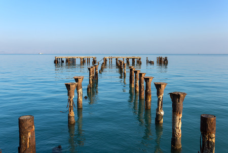 Old abandoned jetty pier on Qeshm island, Iranの写真素材