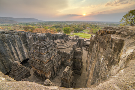 Kailas temple in Ellora caves complex, Maharashtra state in Indiaの写真素材