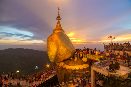 Kyaikhtiyo, Myanmar - October 15, 2016: Kyaiktiyo pagoda or Golden rock in Myanmar.のeditorial素材