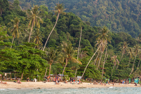 Koh Chang, Thailand - March 19, 2017: Lonely beach on Koh Chang island during sunset in Thailandのeditorial素材