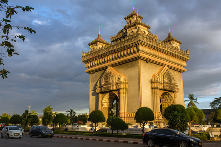 Vientian, Laos - January 17, 2017: Patuxai monument in Vientiane, Laosのeditorial素材