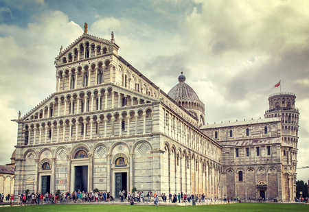 Pisa, Italy - September 14, 2015: Leaning tower and Cathedral in Pisa, Italyのeditorial素材