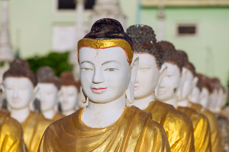 Buddha statues at the Maha Bodhi Tataung in Monywa Myanmar.の写真素材