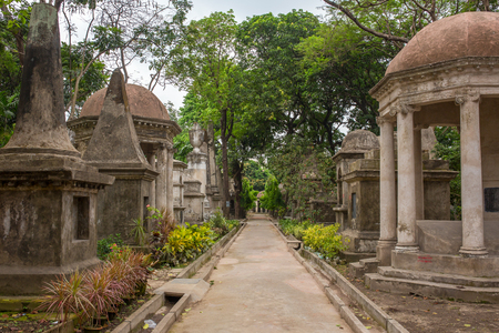 Tombs of South Park Street Cemetery in Kolkata, Indiaのeditorial素材