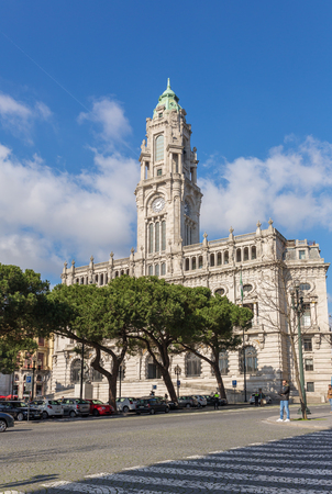 Porto, Portugal - January 19, 2018: Porto City Hall on Liberdade Square in Porto, Portugalのeditorial素材