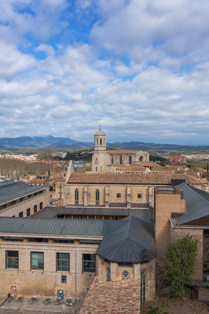 Girona city view with rooftops and Cathedral. Girona, Spainの写真素材