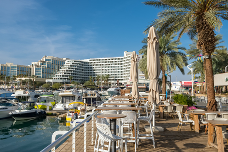 Eilat, Israel - November 28, 2018: Seafront of Eilat - famous resort city on the red sea in Israelのeditorial素材