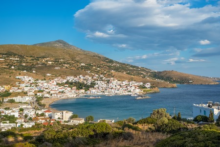Picturesque Batsi village on Andros island, Cycladesの写真素材