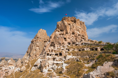 Uchisar Castle in Cappadocia, Turkeyの写真素材