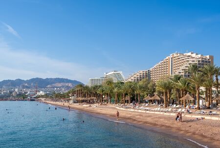 Panorama view of Eilat seafront, Israelのeditorial素材