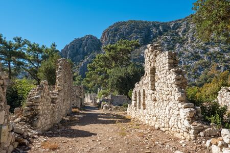 Lycian ruins of the ancient city of Olympos in Cirali village, Turkeyの写真素材