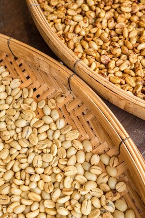Coffee beans drying at sunの写真素材