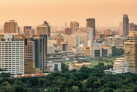 Bangkok City skyline with urban skyscrapers at sunsetのeditorial素材