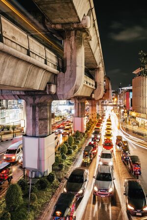 Traffic on Rama I street at Pathumwan junction in Bangkok, Thailand