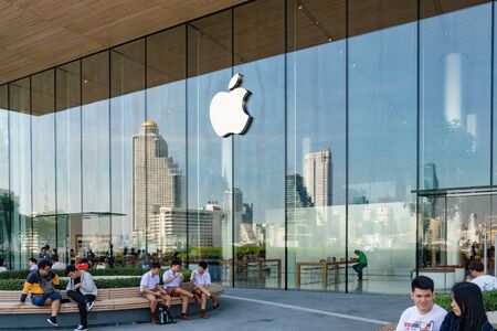 Logo of Apple Inc. on a Apple store in Iconsiam shopping mall in Bangkok, Thailandのeditorial素材
