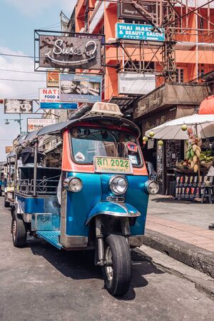Tuk tuk taxi on Kaosan road in Bangkok.のeditorial素材