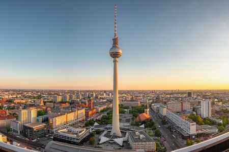 Berlin TV Tower at Alexander Platz at summer in Berlinのeditorial素材