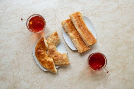 Placinta, traditional Moldovan pastries in cafe in Chisinau
