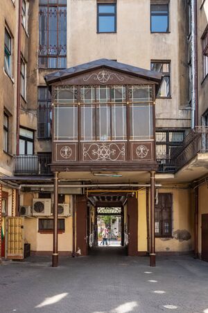 Old Kuczka or sukkah located at Piotrkowska Street in Lodz, Polandのeditorial素材