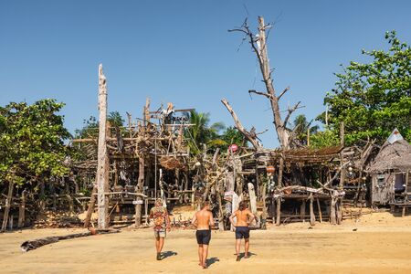 Famous Hippie Bar made from driftwood on Ko Phayam islandのeditorial素材