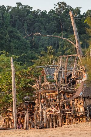 Famous Hippie Bar made from driftwood on Ko Phayam islandのeditorial素材
