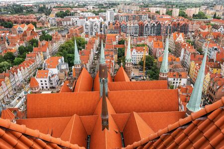 Gdansk Old City skyline seen from Saint Mary Church roof