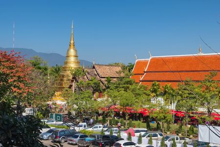 Wat Phra Singh temple in Chiang Mai, Thailandのeditorial素材