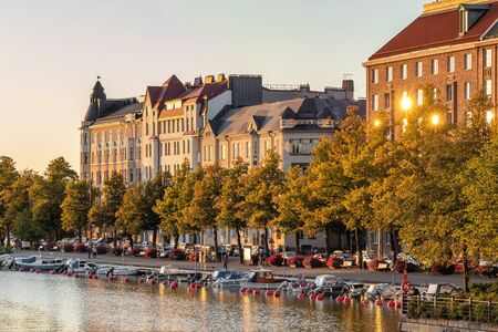 Sunset view of Kaisaniemenlahti bay, in Helsinkiのeditorial素材