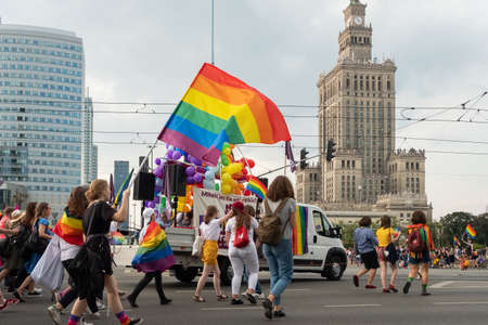 Equality parade on the streets of Warsaw, Polandのeditorial素材