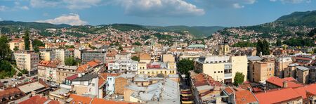 Panorama cityscape of Sarajevo city center at summer, BiHの写真素材