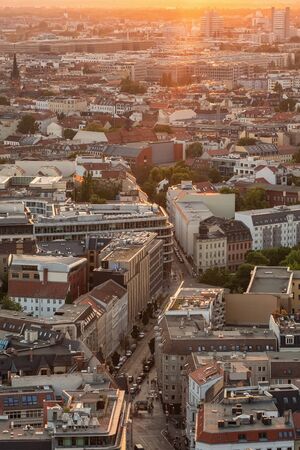 Cityscape of Berlin at sunsetの写真素材
