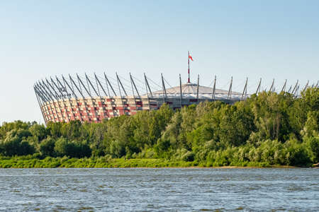 National Stadium at Vistula river at summer in Warsawのeditorial素材