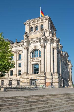 Reichstag building german government and river Spree in Berlinの写真素材