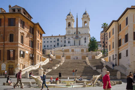 Famous Spanish steps in Rome during Covid 19 pandemic.のeditorial素材
