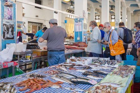 Fish market in Riposto during Covid-19 pandemic in Sicilyのeditorial素材