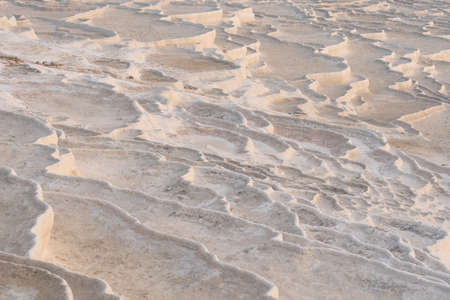Dried natural spring water travertine terrace formationsの写真素材