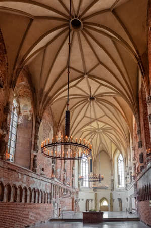 Interior of the historic St. Marys church in medieval castle in Malbork, Polandのeditorial素材
