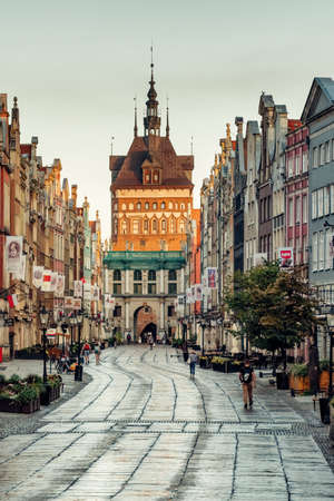 Famous Long Lane street in the old city, Poland.のeditorial素材