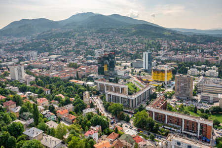 Cityscape of Sarajevo city at summer, BiHのeditorial素材