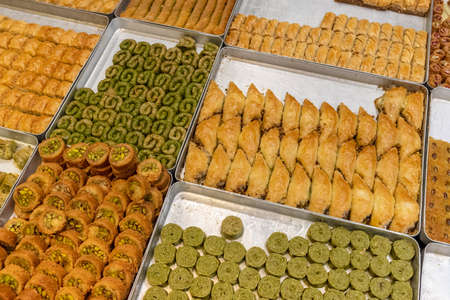 Traditional Turkish dessert Baklava close-upの写真素材