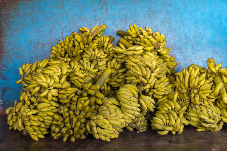 Pile of bananas in banana shop in Kerala, Indiaの写真素材
