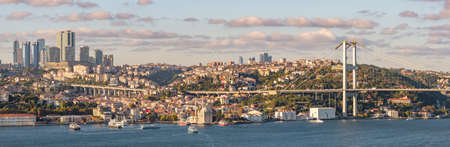 Bosphorus and European, Thracian side of Istanbul at sunset, Turkeyの写真素材