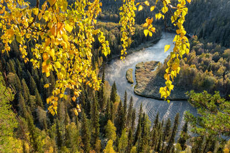 Autumn view in Oulanka National Park landscapeの写真素材