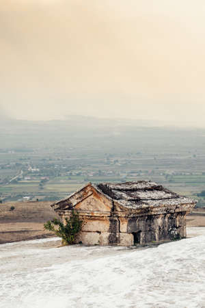Ancient greek tomb in Ancient City of Hierapolis in Pamukkale in Turkeyの写真素材