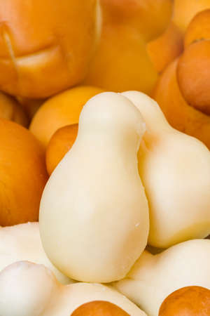 Traditional sicilian cheese called provola on farmers market in Sicilyの写真素材