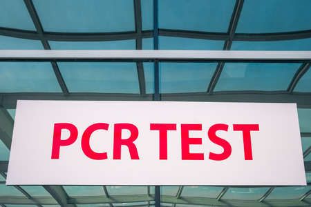 Sign for the PCR test in hospital close-up