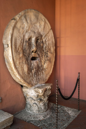 The Mouth of Truth, Church of Santa Maria in Cosmedin in Rome, Italyの写真素材
